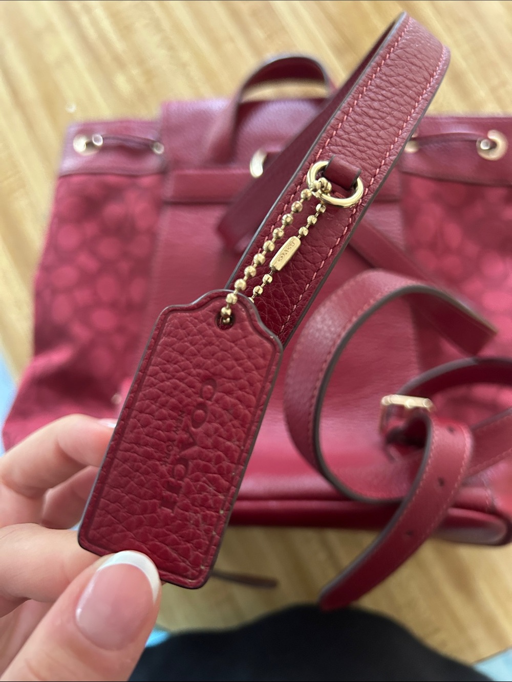 Coach Red Signature Drawstring Shoulder Bag - Picture 2 of 5
